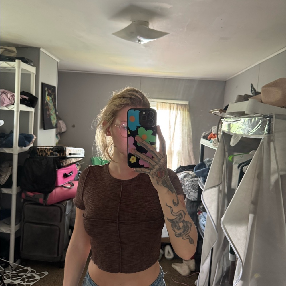 Divided Brown Crop T-Shirt Fitted Style